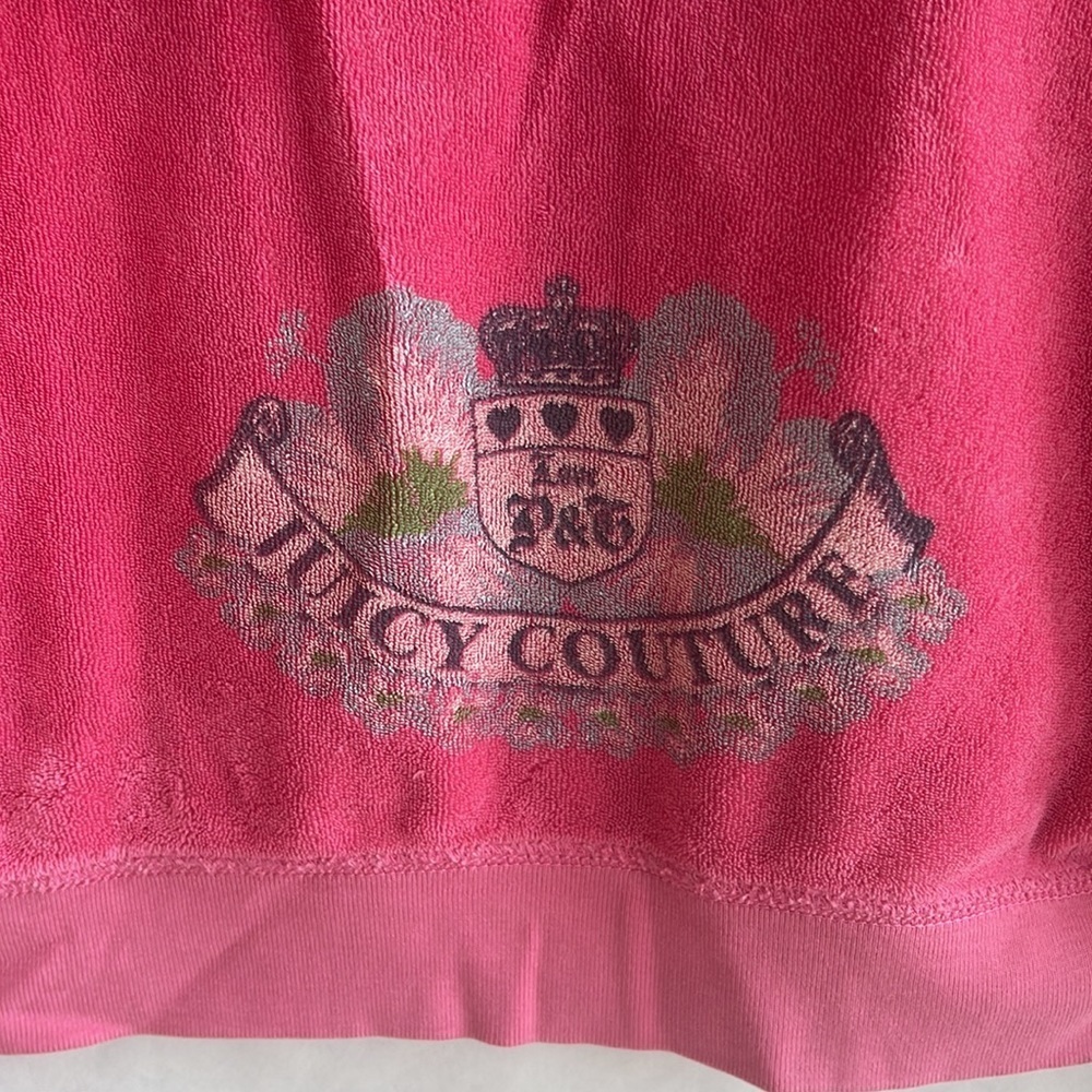 ORIGINAL Juicy Couture Pink Terry Cloth Zip-Up Size 8 - Picture 2 of 4